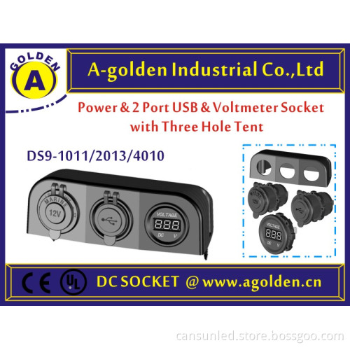 ac power socket AC socket DC socket with illuminated rocker switch with fuse